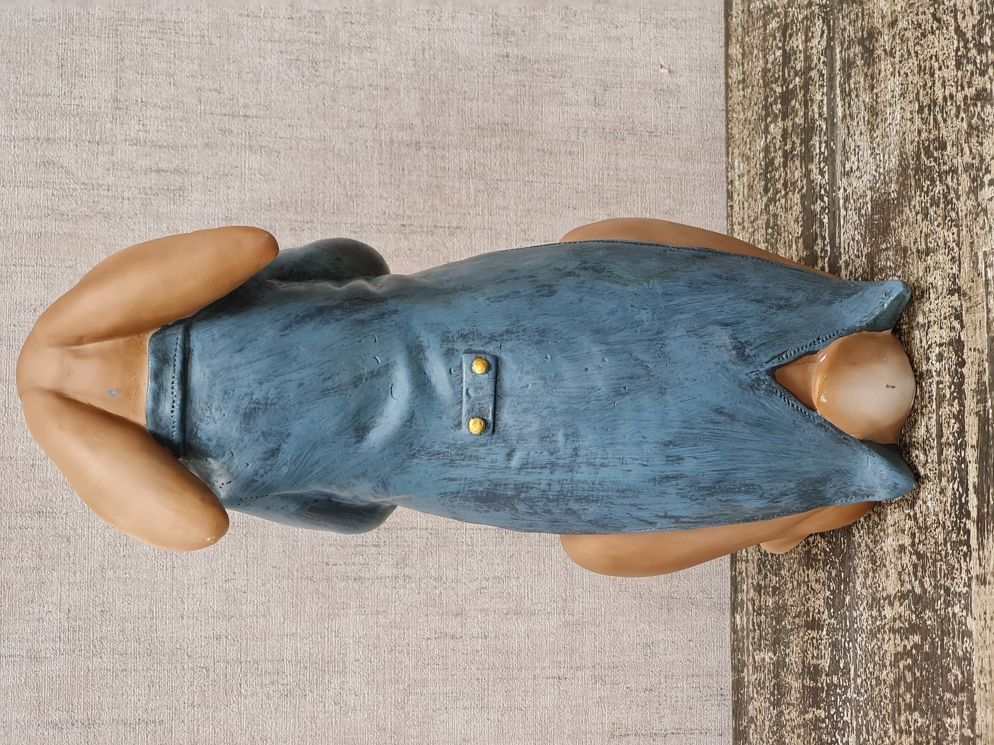 Osterhase blau– Kaninchen – Osterfigur nostalgisch – Hase – H32x 16x T13cm