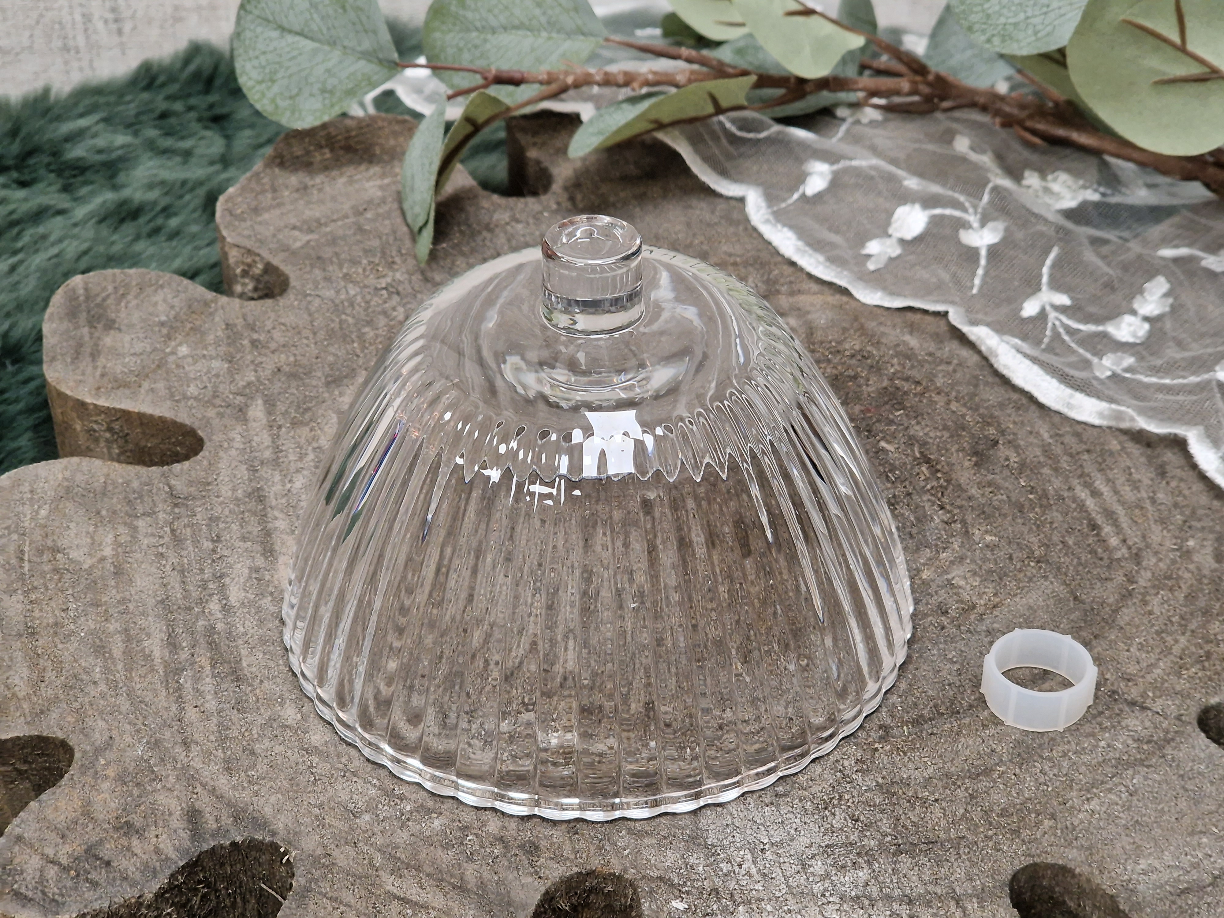 KRÖMER Teelichtaufsatz, Windlichtaufsatz, Aufsatzglas  "STELLA Schale" für Kerzenleuchter – Glasaufsatz – Teelichtglas – Kerzenglas klar mit Schliff  für Kerzenständer 