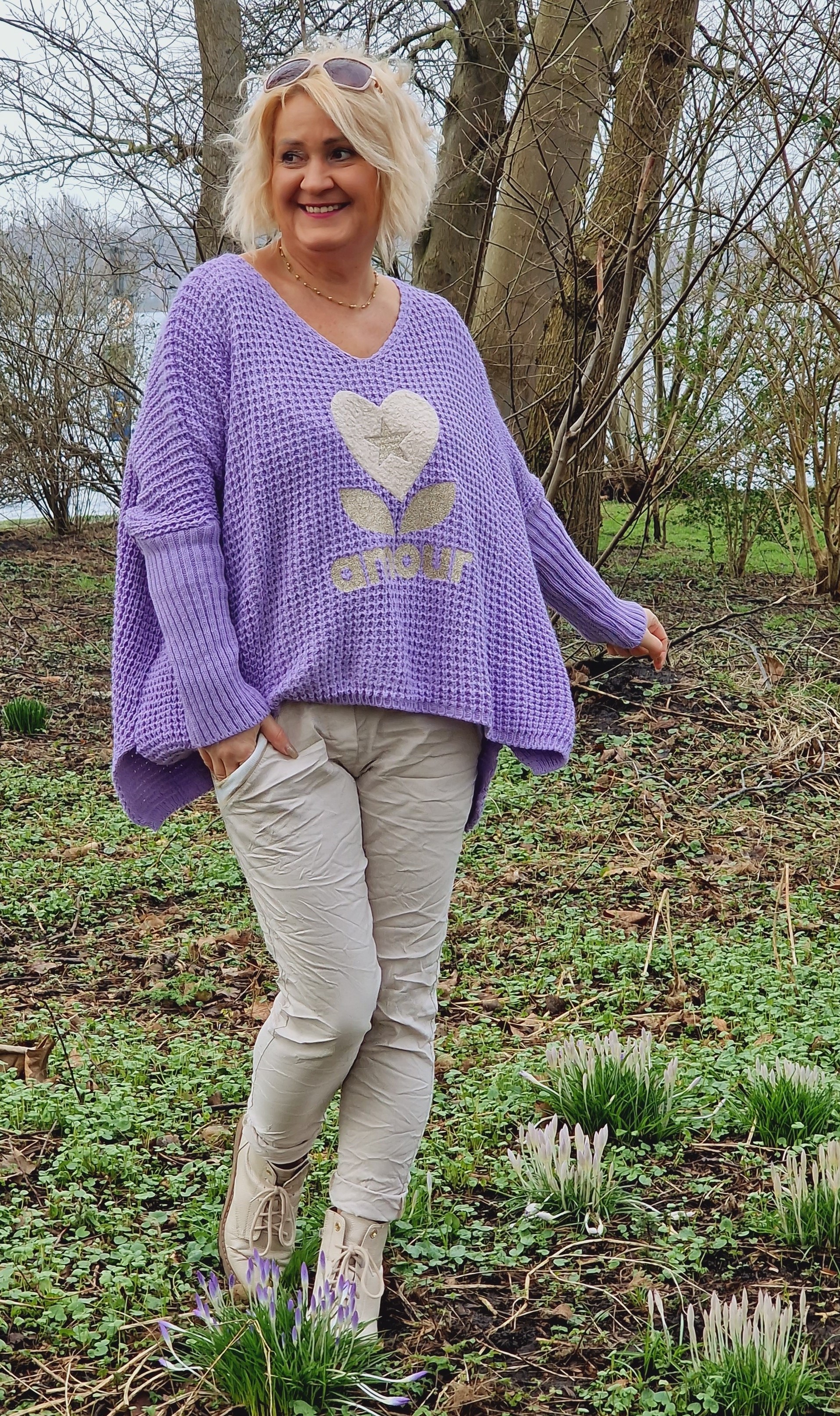  Pullover  "Amour & Herz" – weicher grobgestrickte Pulli – Damenpullover