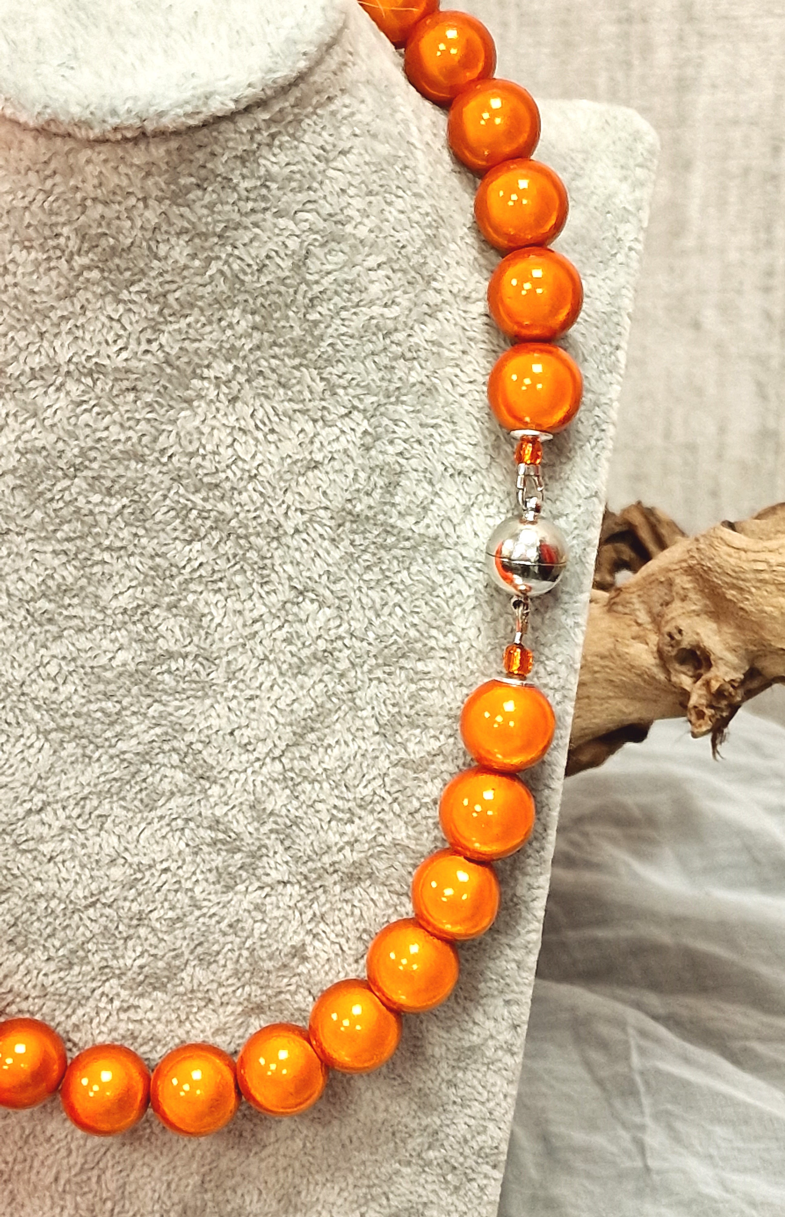 Magic Perlenkette 14mm – Miracle Beads – Halskette – Damenkette – Collier – Modeschmuck Kette in Orange