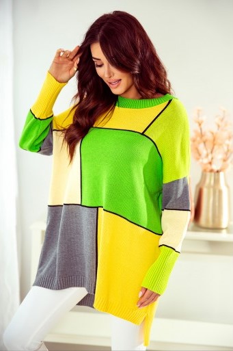 Pullover grafische bunte Muster – oversized Pulli "bunte Quadraten"  