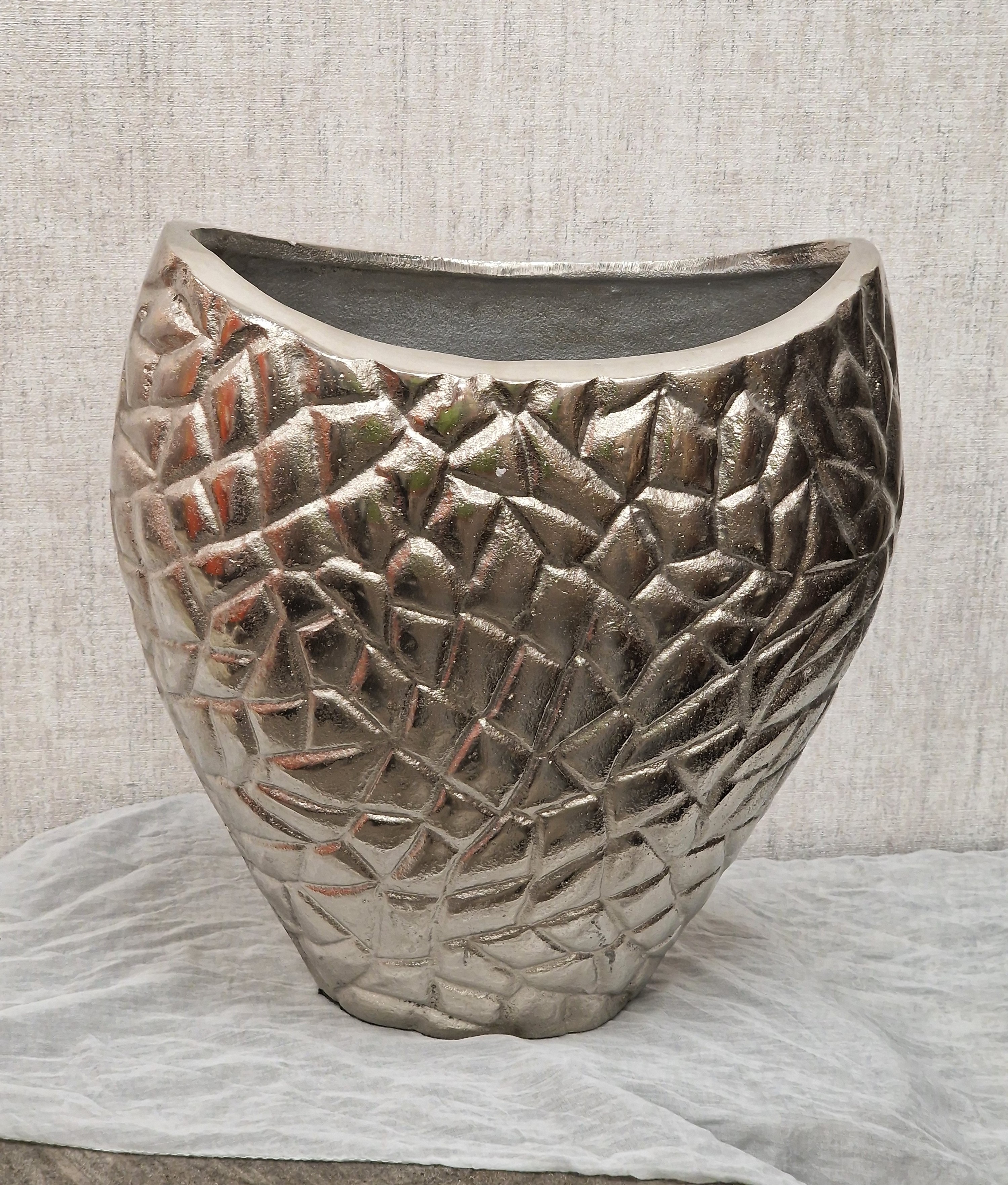 silberne Vase oval – Moderne Vase "Alice" – Alu/Nickel  