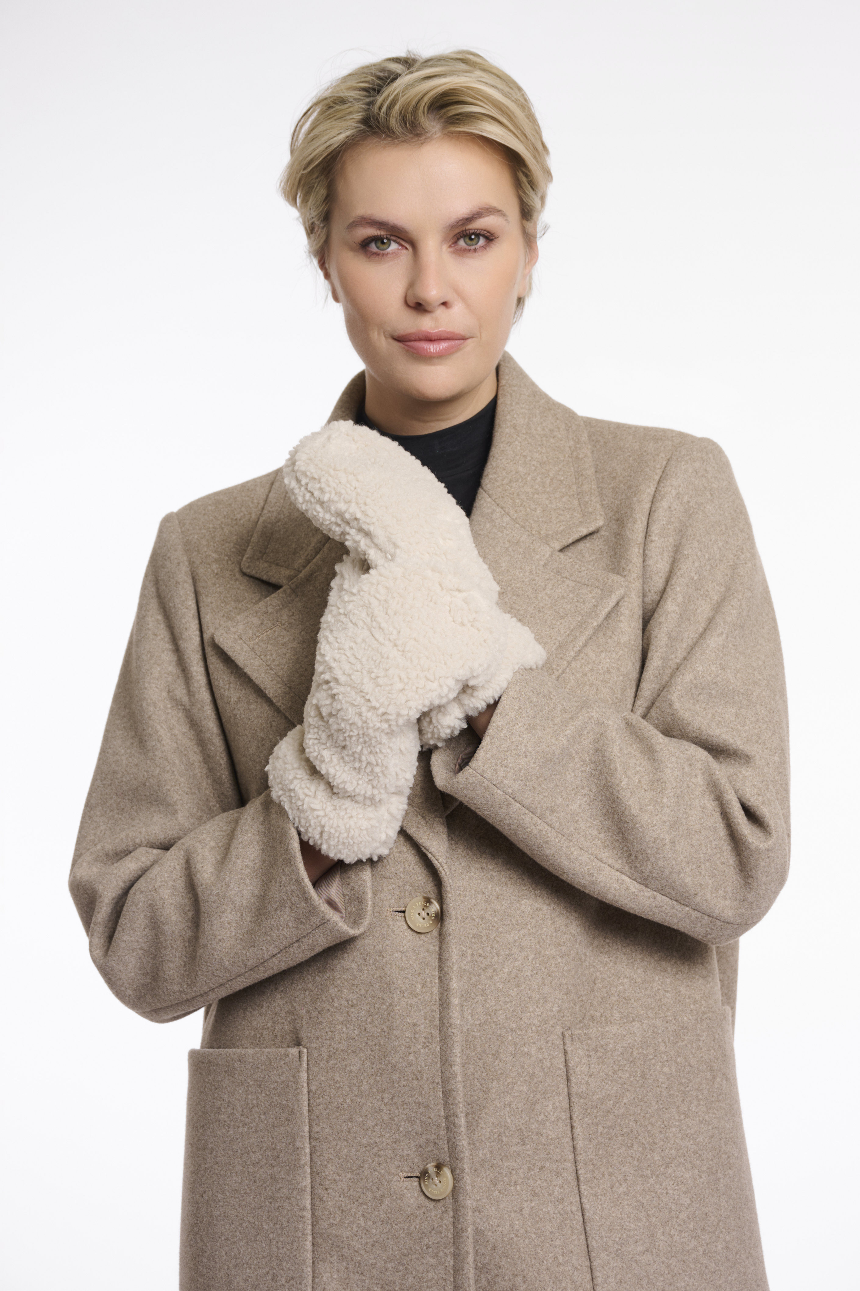 RINO & PELLE Teddy Fäustlinge mit Innenöffnung "Aleida" – Kunstfell – Handschuhe  