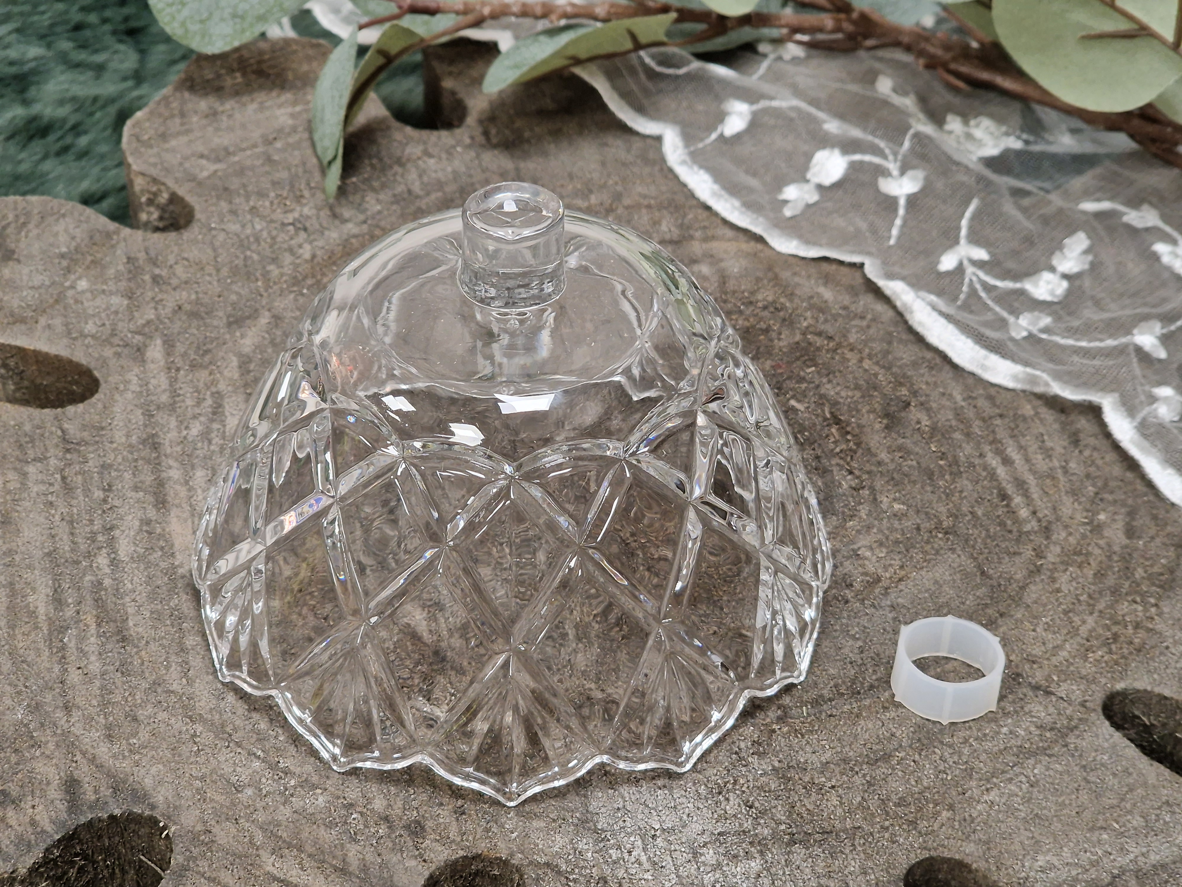 KRÖMER Teelichtaufsatz, Windlichtaufsatz, Aufsatzglas  "FIORI" für Kerzenleuchter – Glasaufsatz – Teelichtglas – Kerzenglas klar mit Schliff  für Kerzenständer  