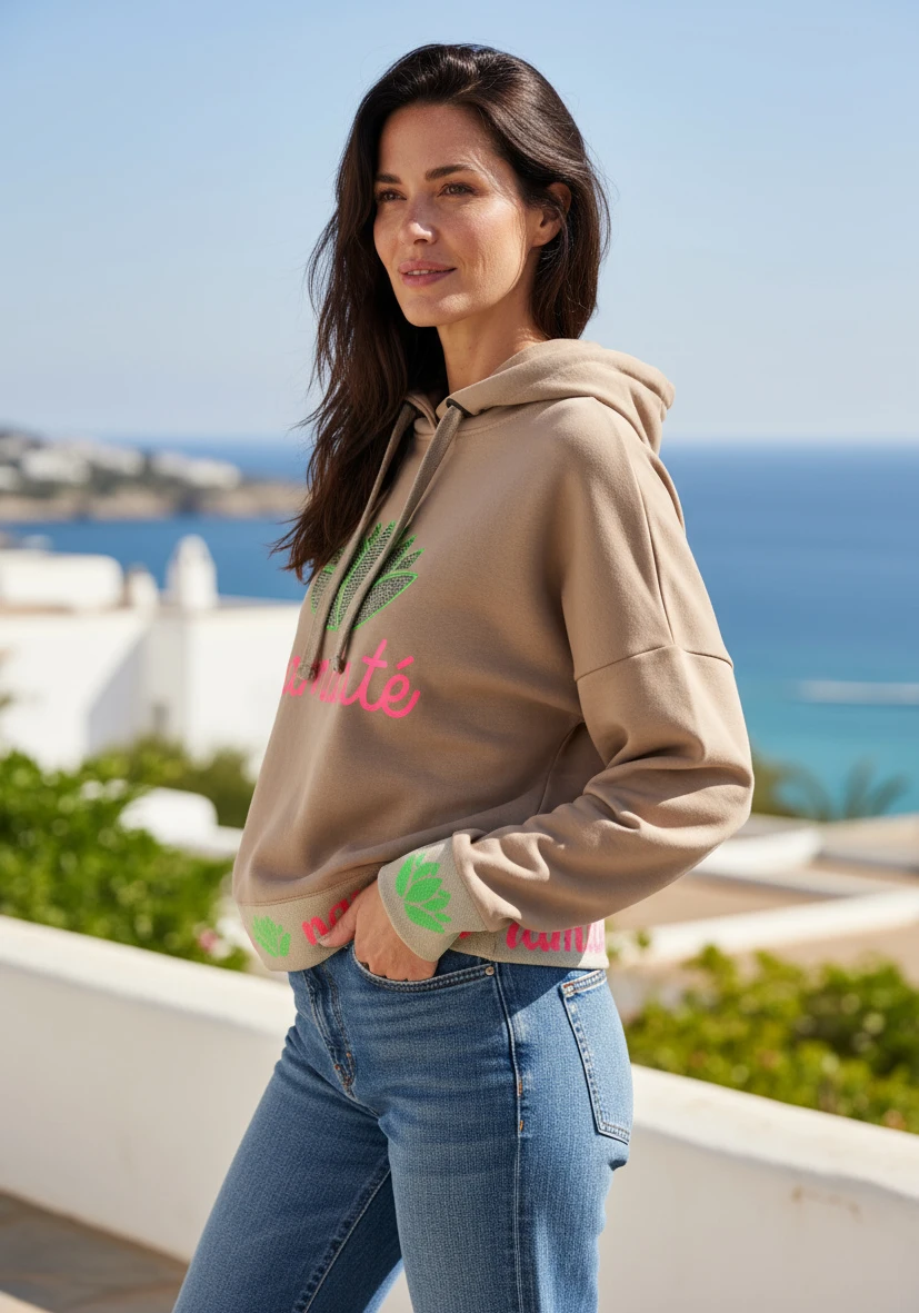 Miss Goodlife Hoodie „Namaste Strass – sand“  – Sweater Sweatshirt – Longsleeve – Sweatshirt MG13611 Roundneck Love 