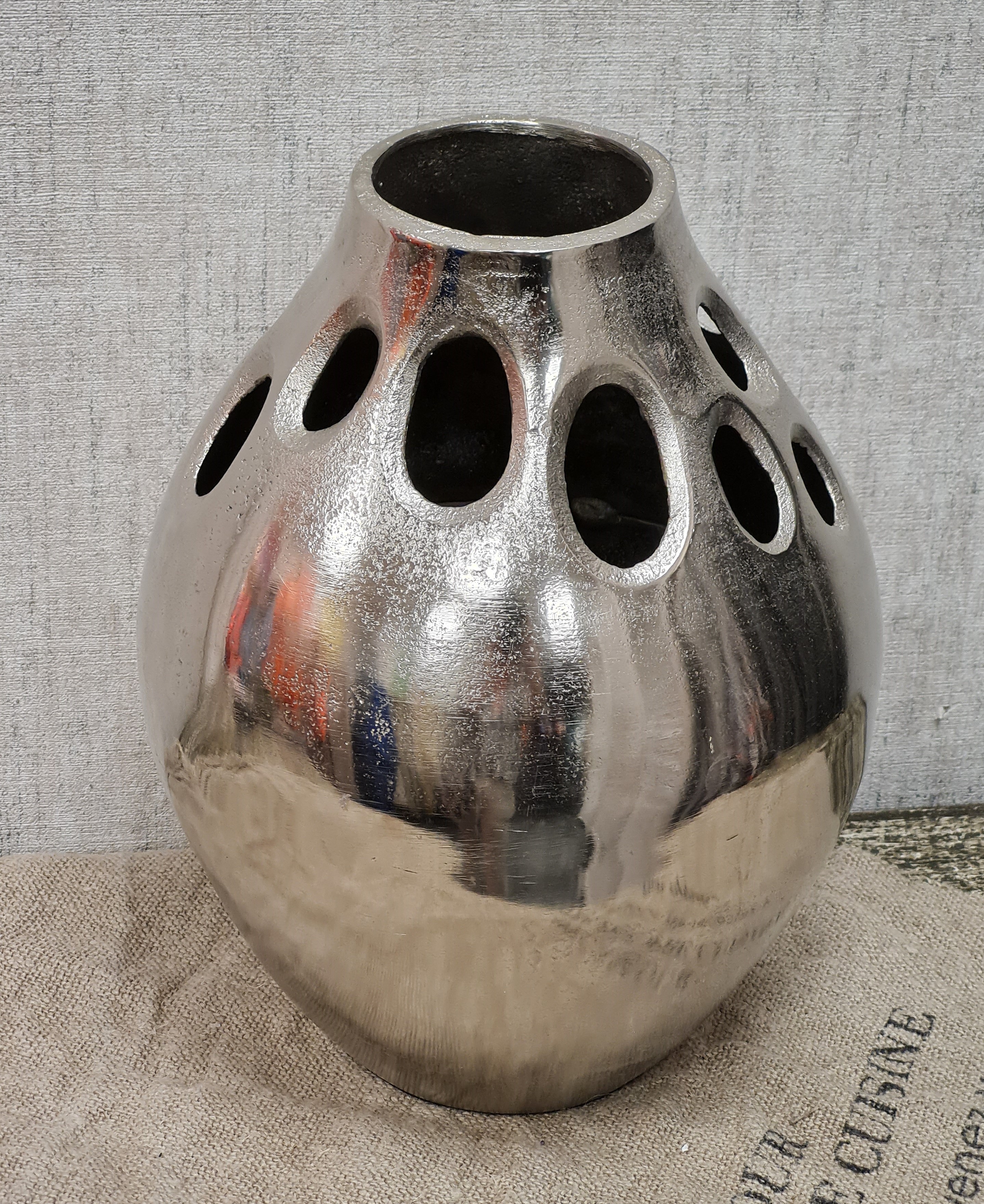 Vase oval – Moderne Vase "Sabine" – Alu/Nickel