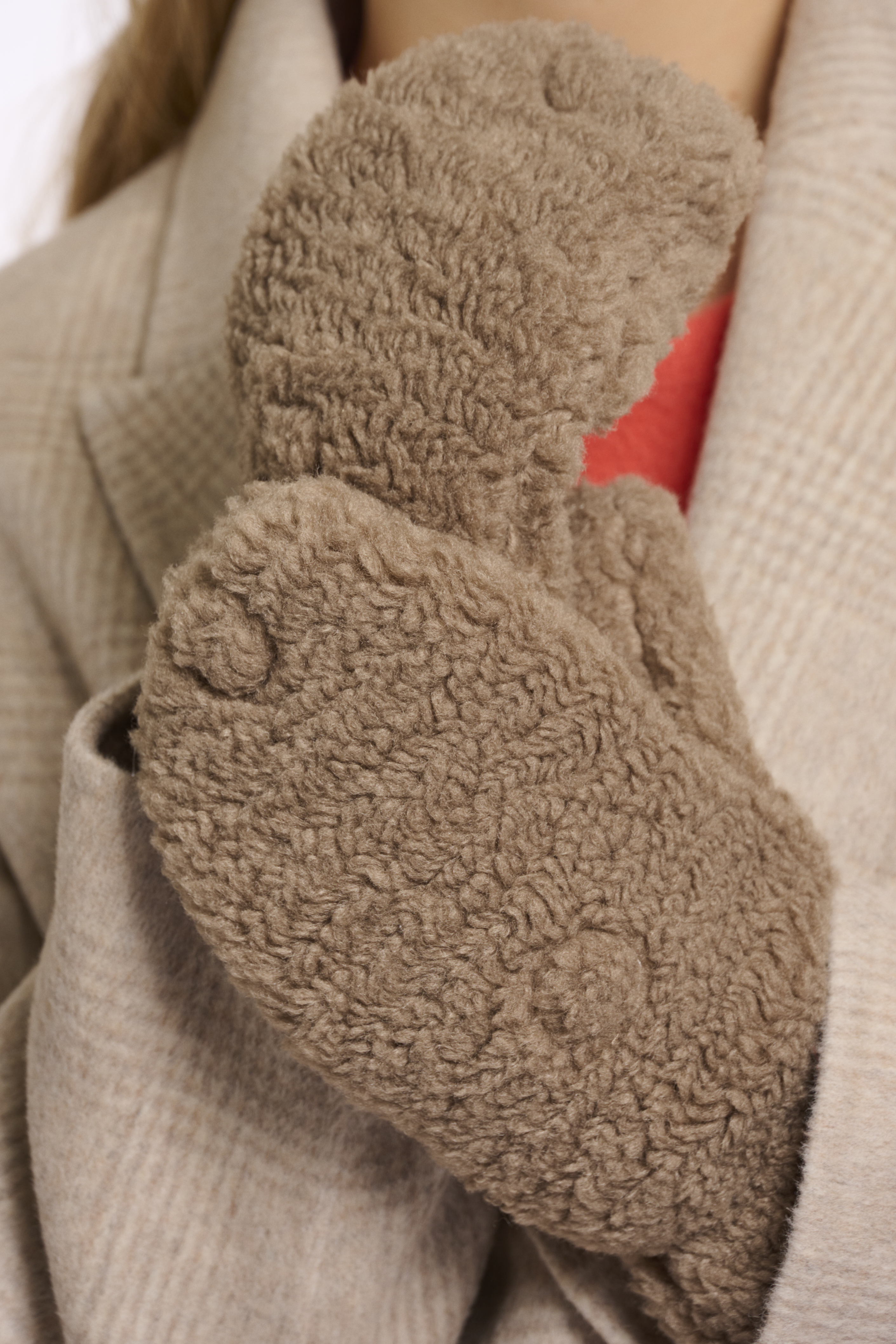 RINO & PELLE Teddy Fäustlinge mit Innenöffnung "Aleida" – Kunstfell – Handschuhe  