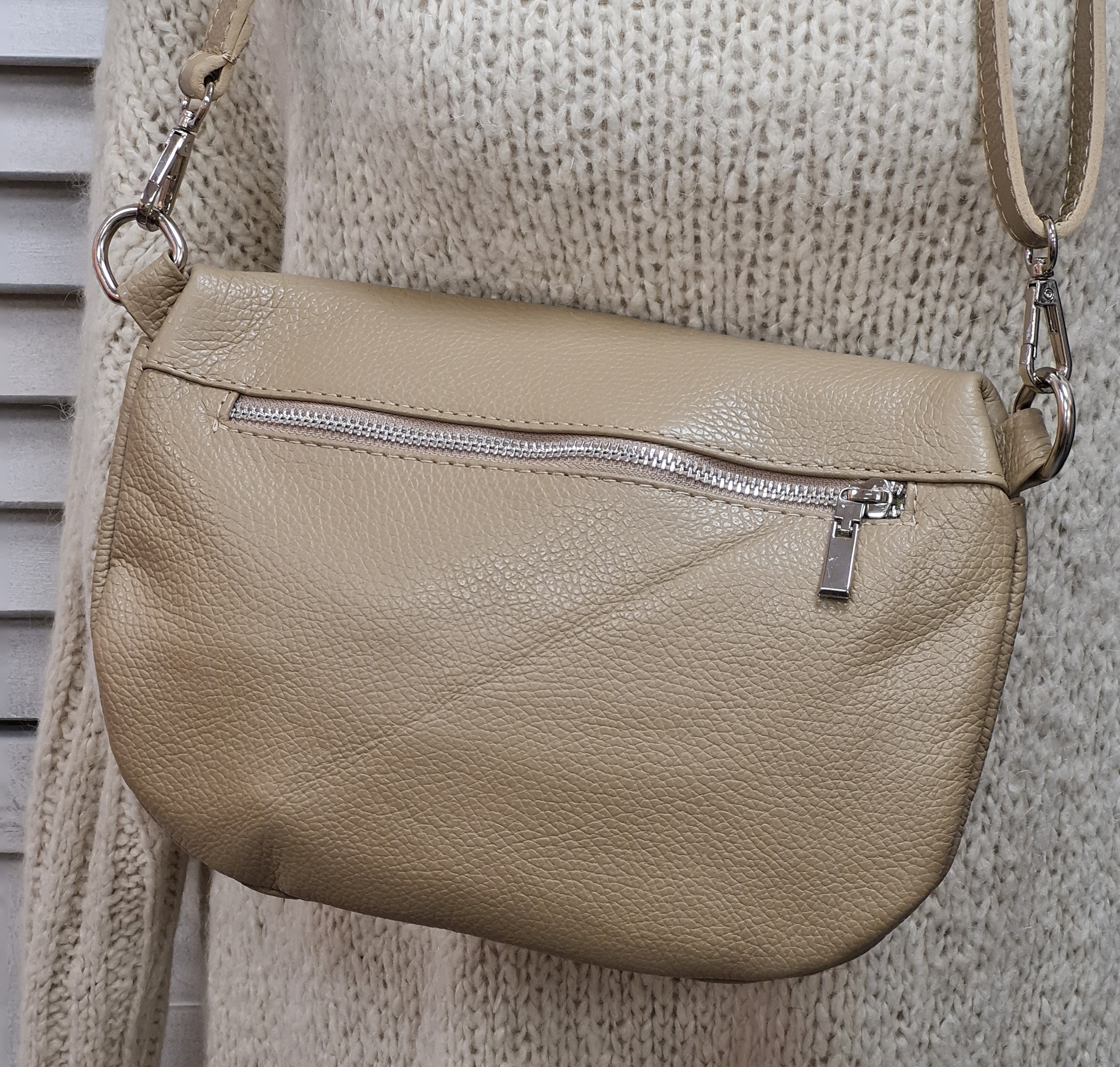 Bauchtasche "Beige" – Crossover – Ledertasche