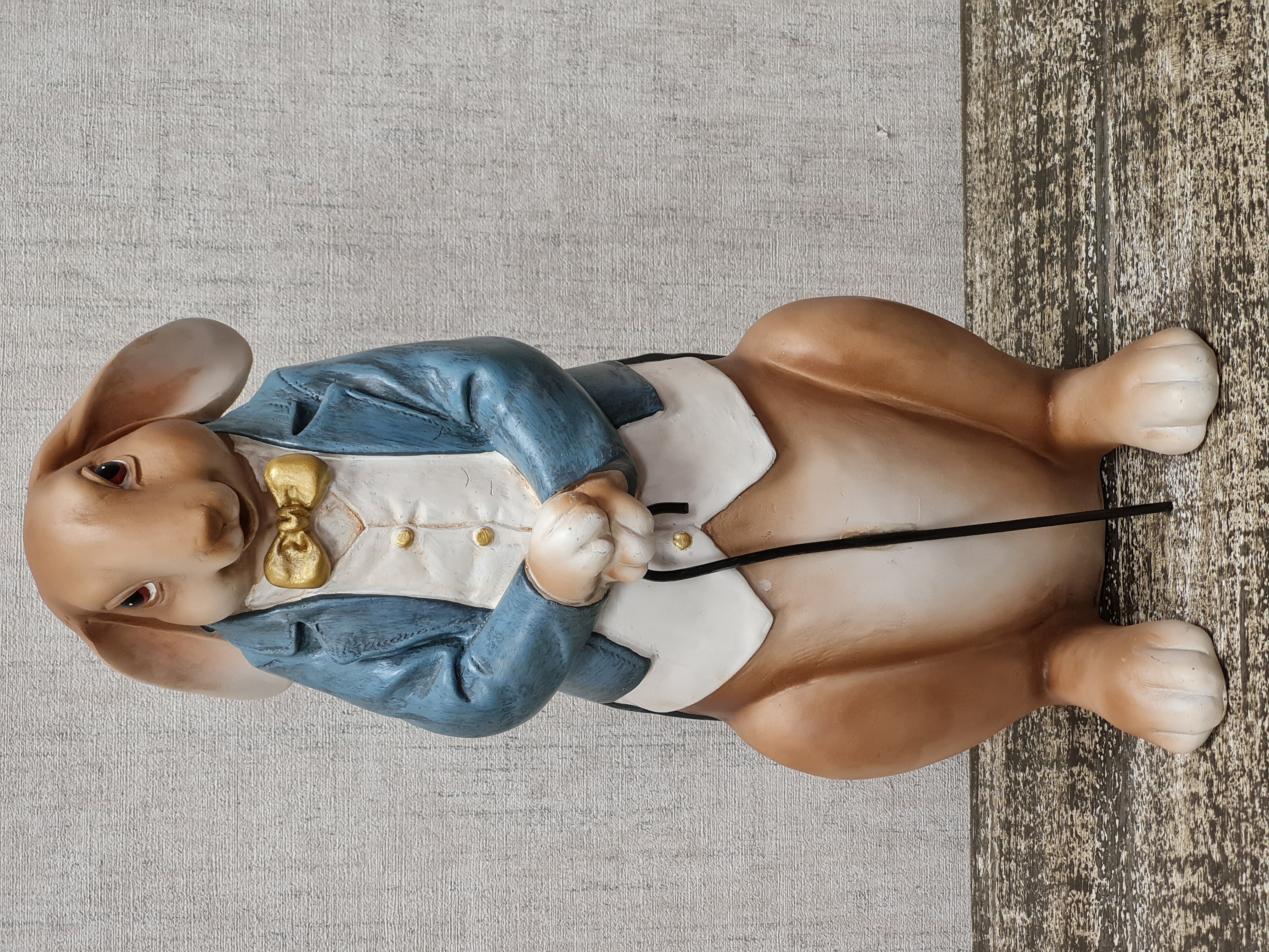 Osterhase blau– Kaninchen – Osterfigur nostalgisch – Hase – H32x 16x T13cm