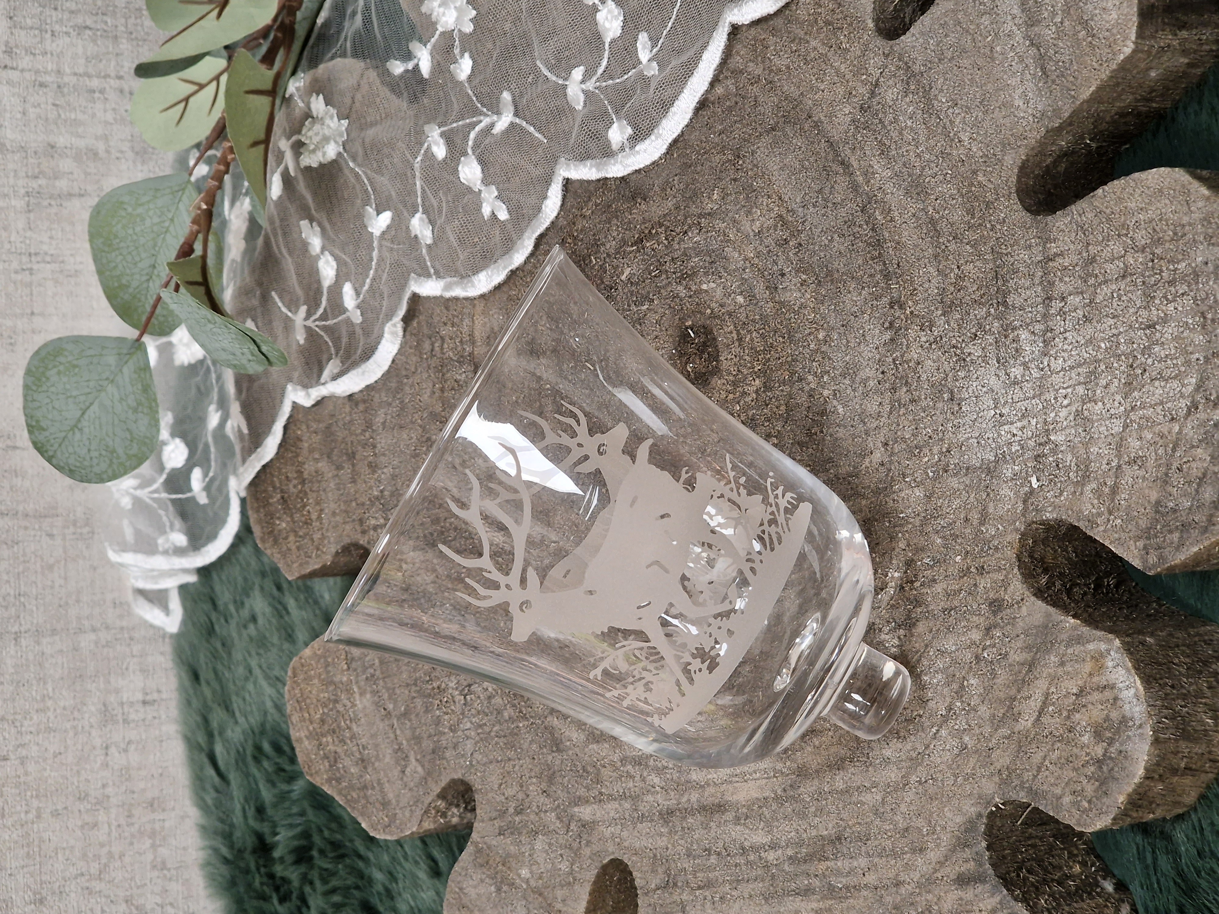 KRÖMER Teelichtaufsatz, Windlichtaufsatz, Aufsatzglas  "BOUQUET" für Kerzenleuchter – Glasaufsatz – Teelichtglas – Kerzenglas Hirsch klar mit Schliff  für Kerzenständer 