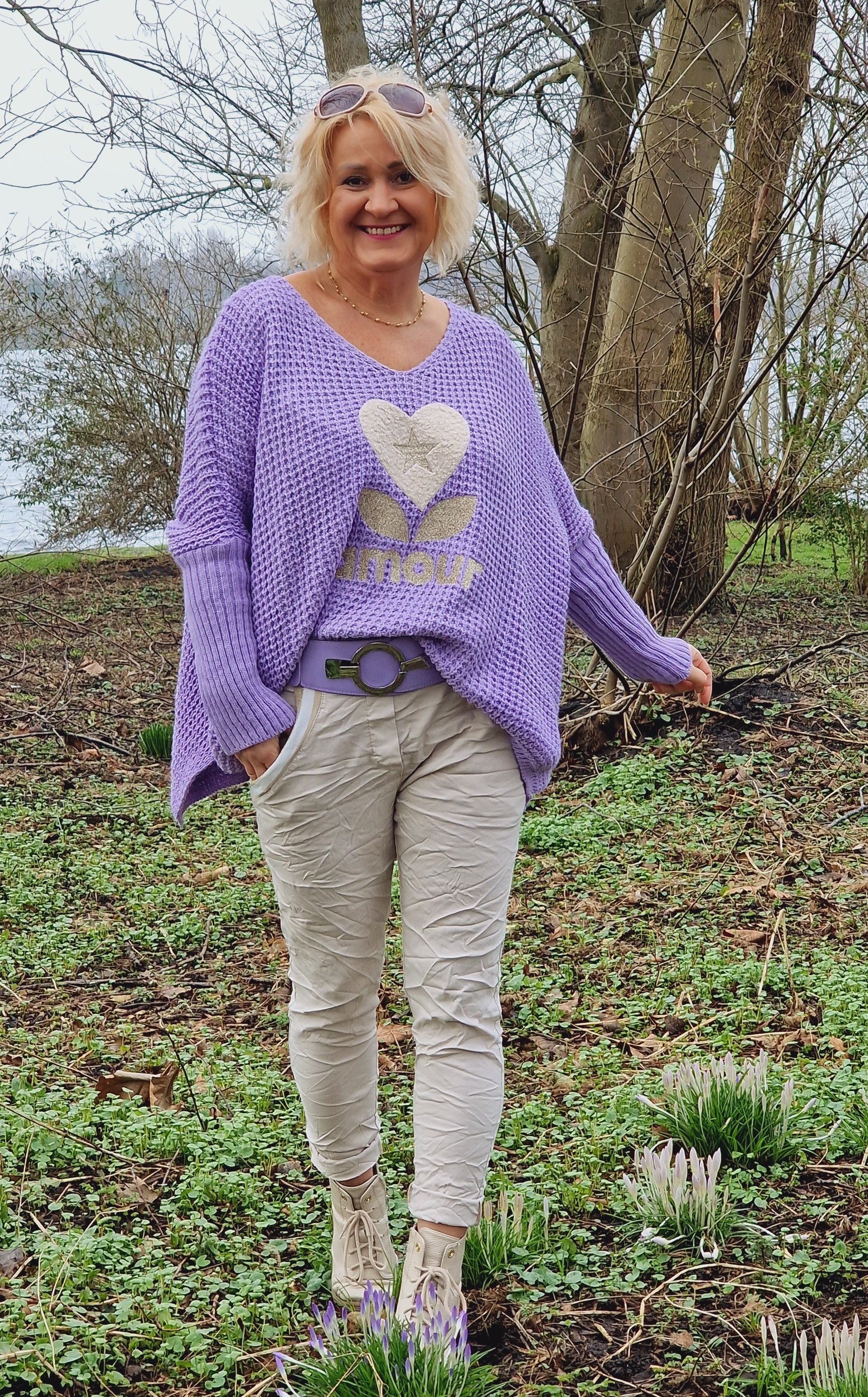  Pullover  "Amour & Herz" – weicher grobgestrickte Pulli – Damenpullover